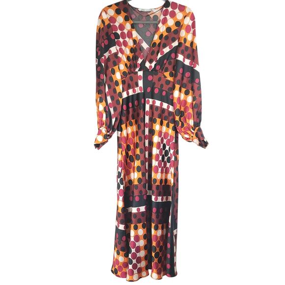 ZARA Dot Matrix Multicolor Print Midi Long Dress, Size: XS - Picture 2 of 16